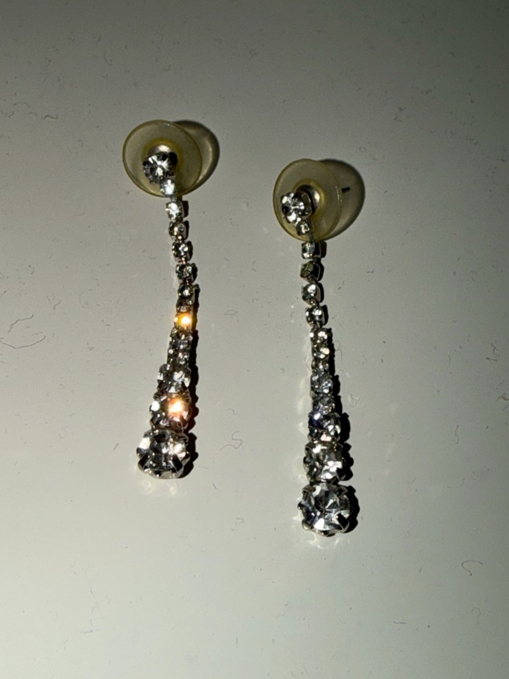 Aldo Crystal Drop Dangle Earrings - Silver Tone